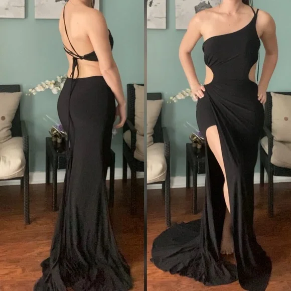 Boutique Dresses | Black One Shoulder Strappy Tight Prom Dress | Color: Black | Size: 6 | Pm-24473913's Closet